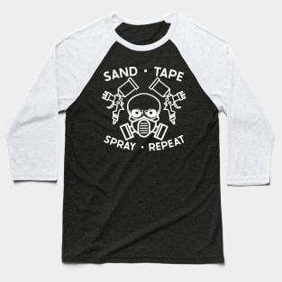 Sand Tape Spray Repeat Auto Body Mechanic Painter Garage Funny Baseball T-Shirt